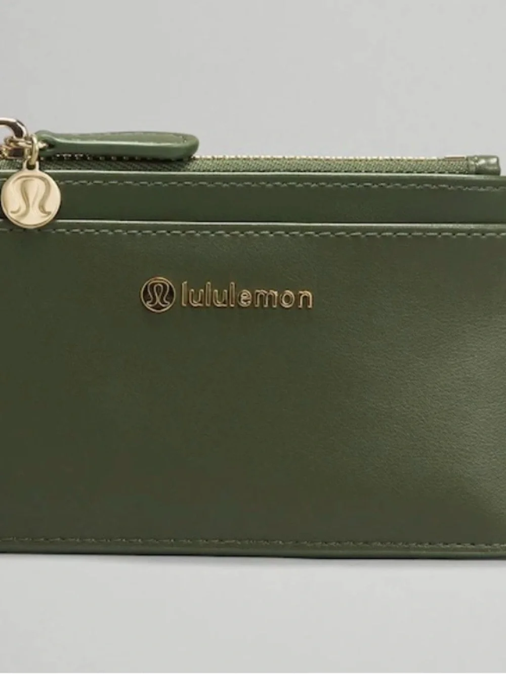 lululemon athletica Olive Zip Card Wallet with Gold Hardware